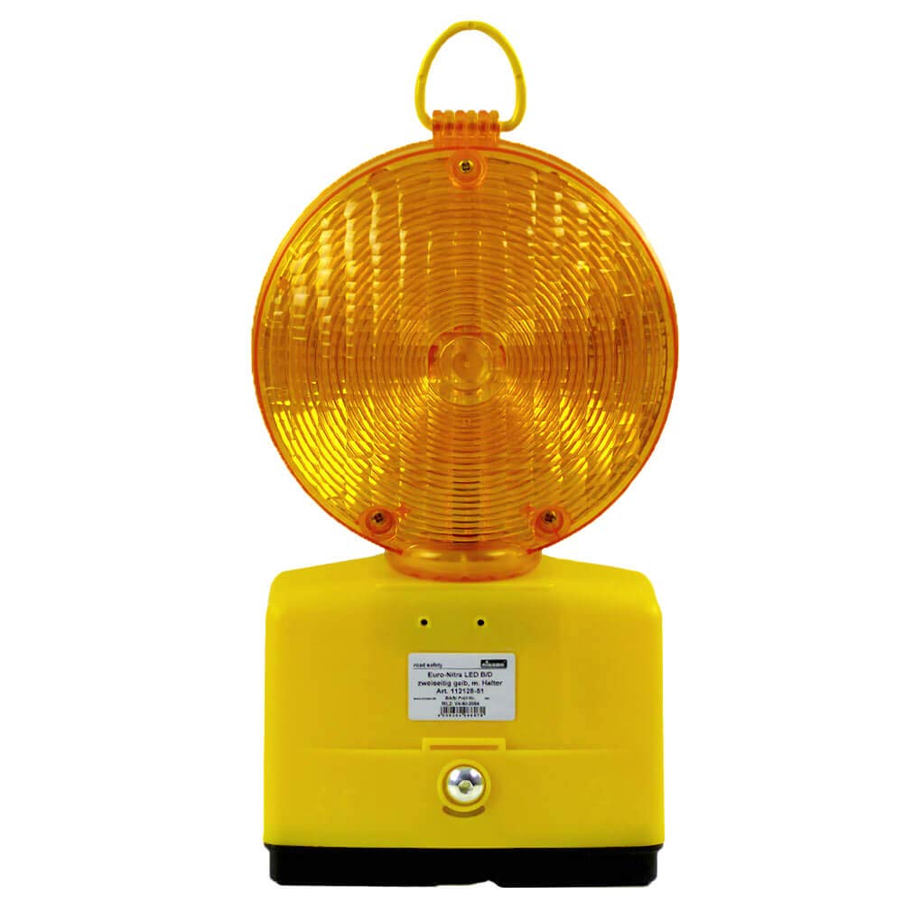 Absperr-Set, 2 m EURO1 Schrankenzaun, Fußplatten + 5 Blitzleuchten Gelb + ZTV-SA aus Kunststoff, Art.-Nr. 608008 | Schrankenzaun | Absperrschranke | Absperrzaun