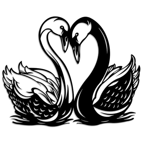 Harikikochuu 2Pcs Metal Swan Wall Art Decor for Wedding Anniversary Present Valentine's Day Gift Nursery Bedroom Decor Farmhouse Wall Decor for Bathroom Kitchen (16.9 x 11.4 Inch)