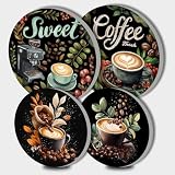 Tucocoo Set di 4 coperture decorative per fornelli a gas, stile rustico, in metallo, con motivo a cartoni animati, ideali come regalo per feste e feste (colorati)