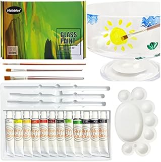 Halobios 12 Color Glass Paint, Non-toxic High Saturation Color Glass Pigment, Glass Paint for Decorative Design, Includes Palette and Brush