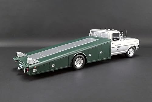 Miniatura 3 de ModelToyCars 1970 Ford F-350 Camión rampa - Brut - Allan Moffat DDA Exclusive, blanco y verde - Acme A1801402 - Modelo de juguete fundido a presión