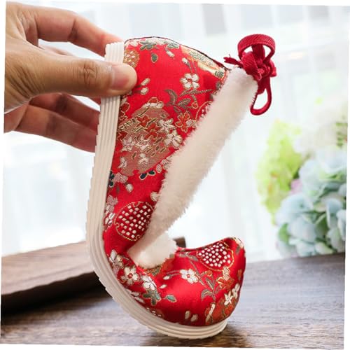 Chaussures broderie fleur rouge légères et absorbantes à talon - 2