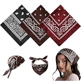 FOSDICK 3 Piezas Pañuelos Cuello Mujer, Bandana Mujer Hombre Paisley, Multifuncional Pañuelo Cabeza Mujer de Moda y Deporte, Pañuelos Colores para Cuello, Cabeza, Muñeca, Adultos y Niños (54cm X 54cm)