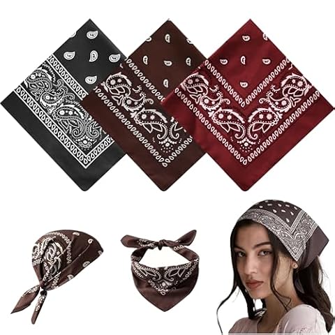 FOSDICK 3 szt. Chusty na szyję, bandana dla kobiet i mężczyzn, wielofunkcyjna chusta na głowę kobiety moda i sport, kolorowe szaliki na szyję, głowę, lalkę, dorosłych i dzieci (54 cm x 54 cm)