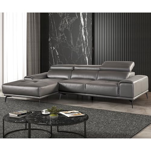 Furniture of America Lyndon Modern Leather Sectional Sofa with Chaise