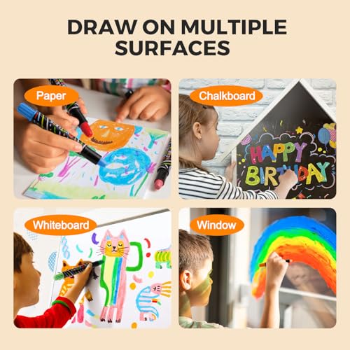 image for Jar Melo Dustless Chalk for Kids, 12 PCS Sidewalk Chalk Set with Holde