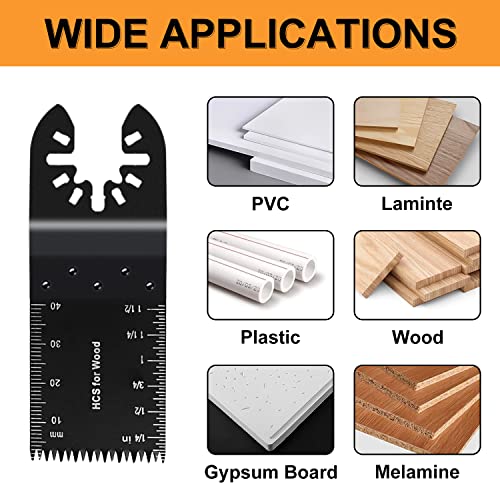 Connoo 50 Pack Oscillating Saw Blades, Multitool Oscillating Tool Blades For Wood Metal Plastics, Japanese Long Teeth, Quick Release Multi Tool Blades Kits For Dewalt, Makita, Ryobi, Rockwell #TOP5