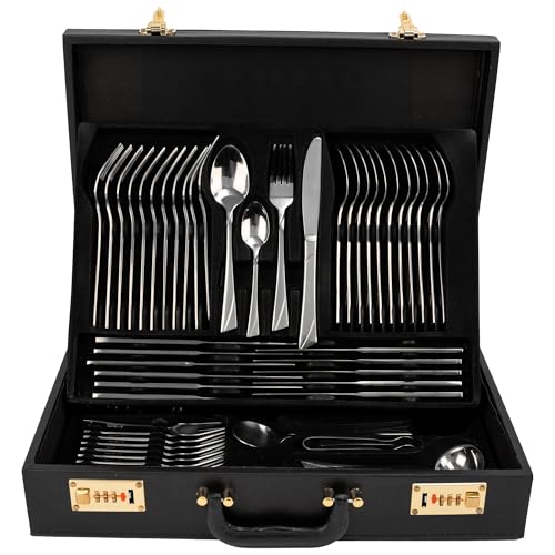 KARL HAUSMANN Besteck Set 12 personen - 72-teilig - Essbesteck Spülmaschinenfest Rostfrei - BesteckSet aus Edelstahl - Koffer - Cutlery set 12 People - Silverware Set - Bestecksets KARL HAUSMANN Besteck Set 12 personen - 72-teilig - Essbesteck Spülmaschinenfest Rostfrei - BesteckSet aus Edelstahl - Koffer - Cutlery set 12 People - Silverware Set - Bestecksets