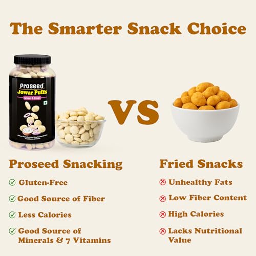 Image of Proseed Jowar Puffs (Cream Onion) | 150g x 1 Pack | Slow Roasted & 100% Veg | No Refined Flour, Sugar & Trans-Fat | Gluten Free | No Palm Oil | Healthy Travel Friendly Millet Snacks