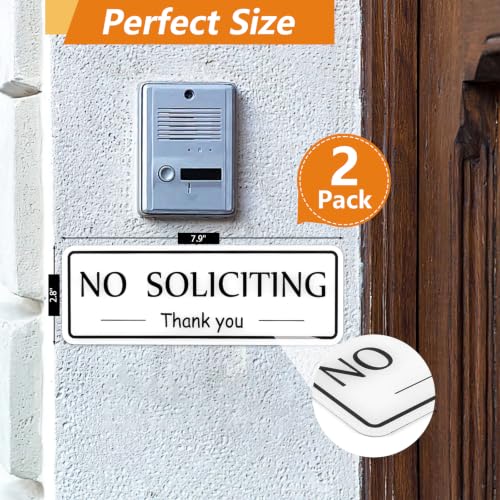 Image of MOWPOG 2 Pack No Soliciting Sign Sticker for House Front Door, White /Black