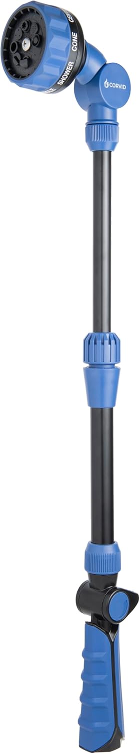 2-Pack with Corvid Adjustable Thumb Control Garden Watering Wand, 19-24 Inch Telescoping Hose Nozzle 8 Spray Patterns, Heavy-Duty Zinc & Aluminum for Precise Watering and Cleaning