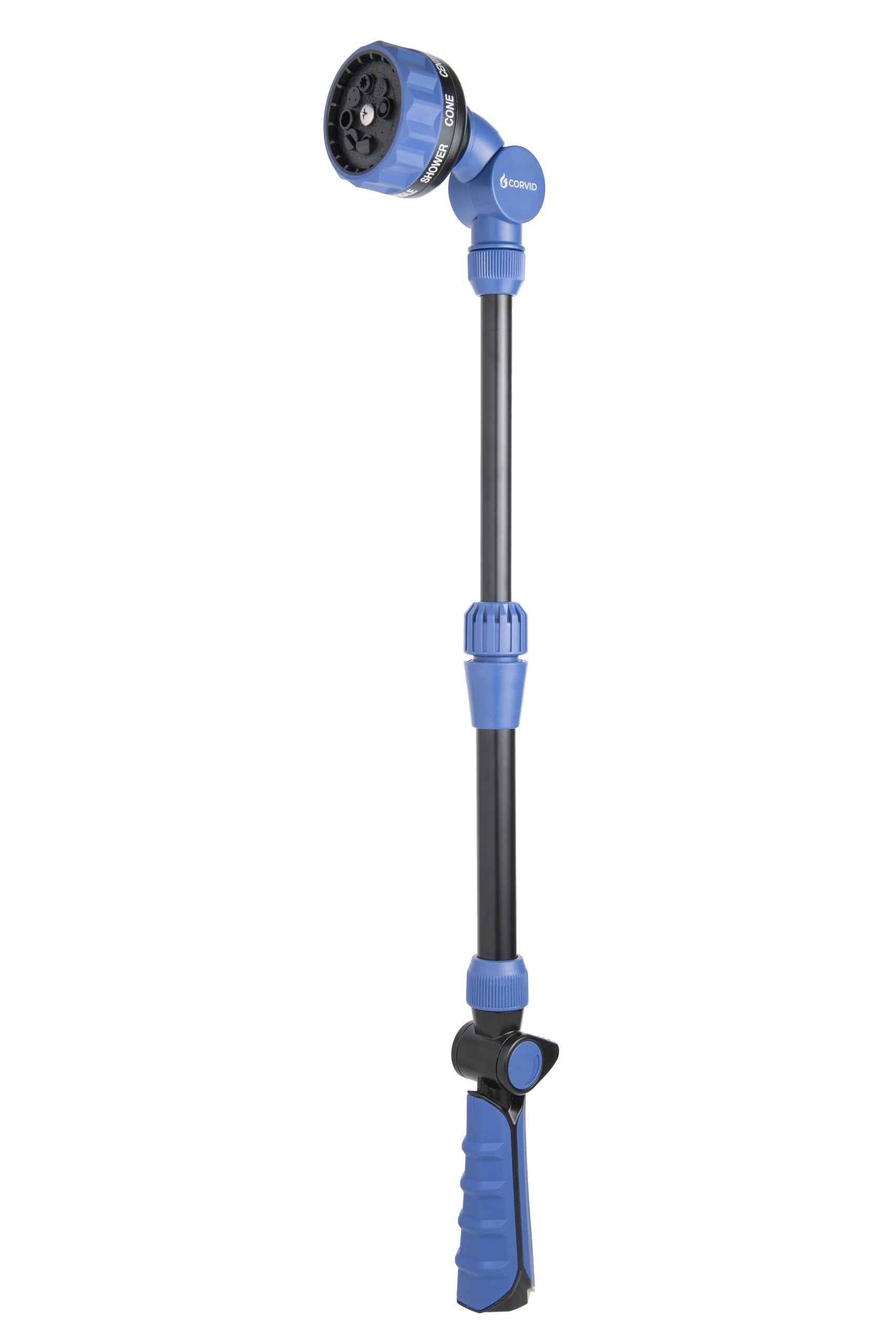 Con una varita de riego de jardín ajustable con control de pulgar, boquilla de manguera telescópica de 19 Corvid 24 pulgadas, 8 patrones de pulverización, zinc y aluminio resistentes para un riego y
