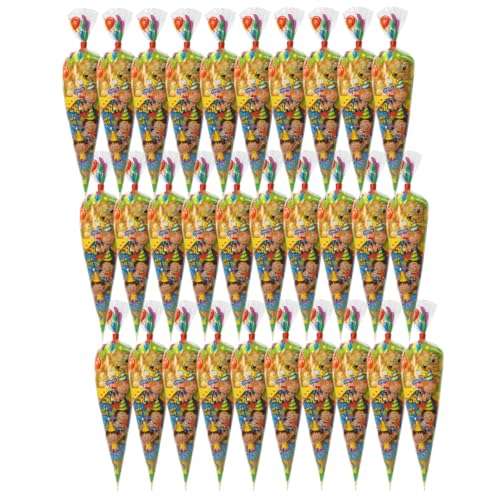 Pack 30 Conos Chuches Cumpleaños sin Gluten | Cucuruchos Chuches Rellenos | Bolsas Gominolas Preparadas para Fiestas Infantiles, Piñatas y Eventos.