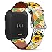 Mingdao Compatible with Fitbit Versa 2 / Versa / Versa Lite / Versa SE Patterned Leather Replacement Band (Sunflower Floral Pattern On Geometry)