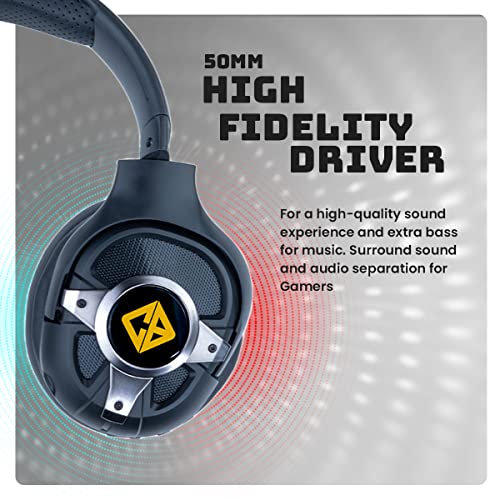 Image of Cosmic Byte Oberon Wireless Headphone, Tri Mode WiFi + Bluetooth 5.3 + Wired, Ultra Low Latency, Detacheable ENC Mic, 90 Rotatable Earcups, Hi-Fi 50mm Drivers (Black)