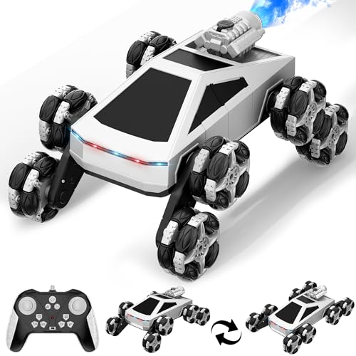 Miortior 8WD Remote Control Stunt Cars- 2.4Ghz 360° Rotation RC Car with Spray, Light & Sound, Transform Drift Climbing Racing Vehicle, Birthday Toys for Ages 6-13 Boys Girls