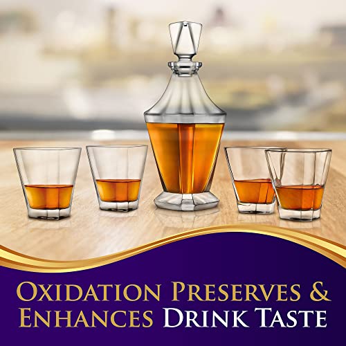 Nutrichef Whiskey Decanter Set with Glasses – Clear Glass Aerating Decanter with Stopper, Naturally Enhances Flavor & Aroma, Easy-to-Clean, Elegant Home Bar Accessories for Scotch, Bourbon, Rum, Vodka by NutriChef - Image 7