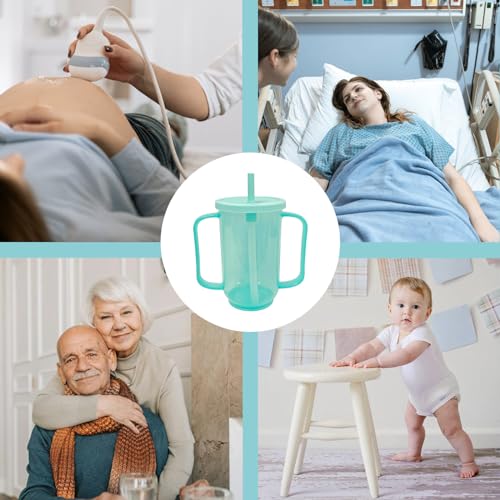 Qancesd Copos com bico para adultos para idosos 355 ml com 2 alças sem derramamento para adultos com