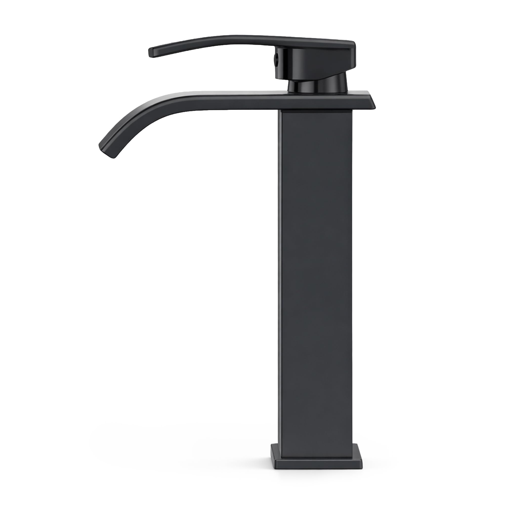 AKORD Waschtischarmatur EVIO Hoch Wasserfall, Moderne Badarmatur für Aufsatzwaschbecken mit Keramikkartusche, Edelstahl rostfrei, 30 x 5 x 16,5 cm, Schwarz