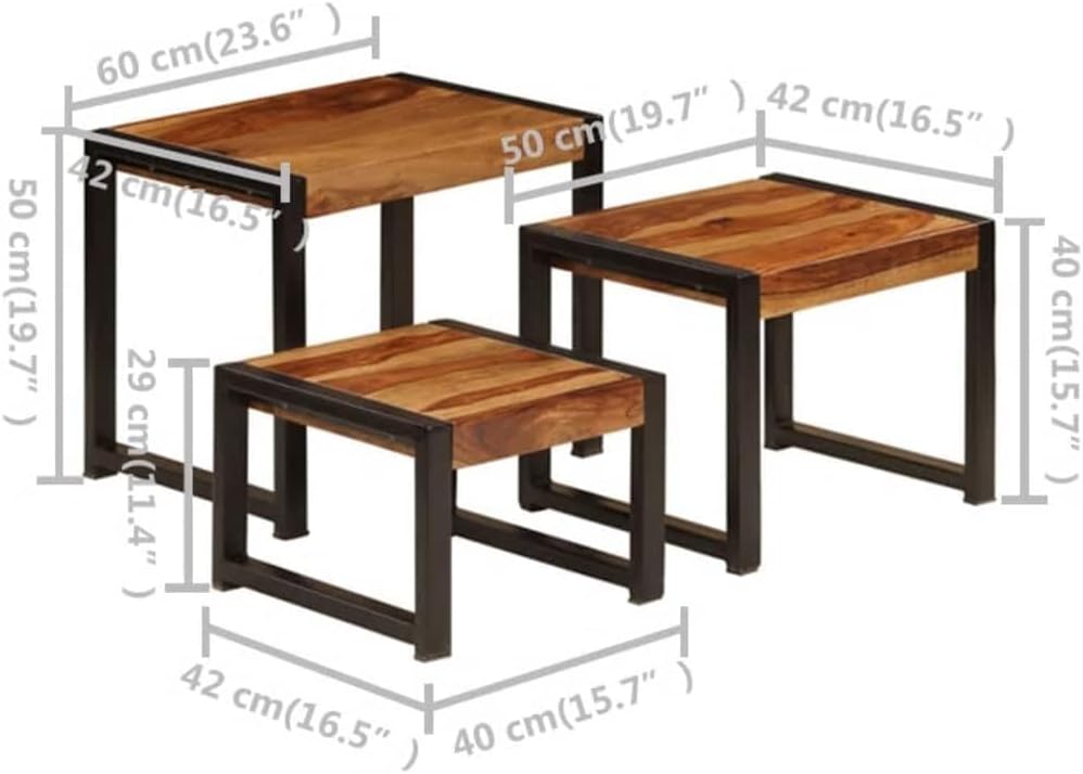 vidaXL Side Table Set of 3 Various Shades