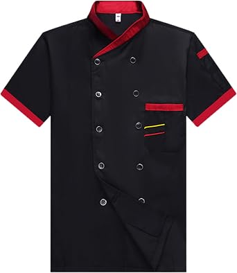 Unisex Chef Coat Short Sleeve, Chef Jacket Men/Women Comfy Button Closure