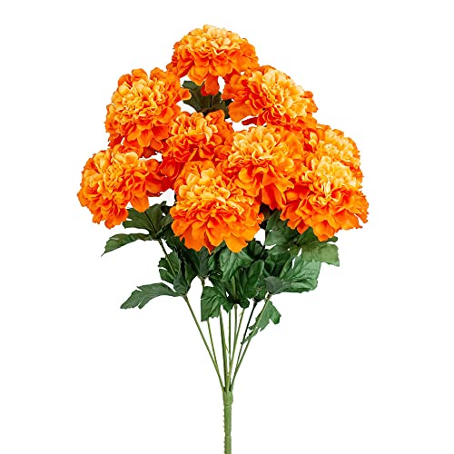 Factory Direct Craft Orange Artificial Marigold Flowers Bush - Silk Cempasuchil Marigold Flowers For Day Of The Dead, Día De Muertos Fall And Halloween #TOP9