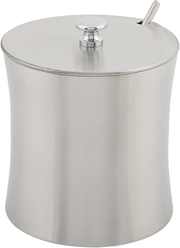 Miniatura 2 de Oumefar Azucarero de acero inoxidable, olla de sal para condimentos con tapa y cucharas de servir, recipiente de condimentos de cocina para el