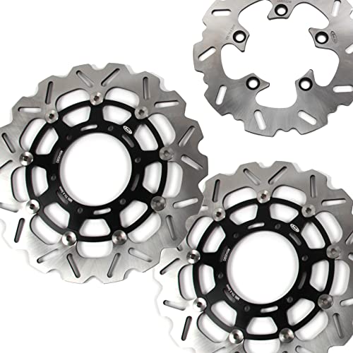Floating Front and Rear Brake Discs Rotors Compatible with Suzuki GSXR 600 2008-2017, GSXR 750 2008-2017, GSXR 1000 2009-2015, Black