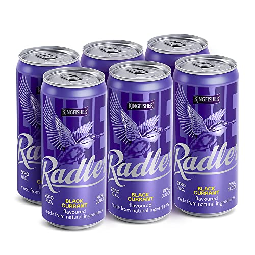 Image of Kingfisher Radler - Black Currant - Non-Alcoholic Malt Drink, Pack of 6 x 300 ml Can