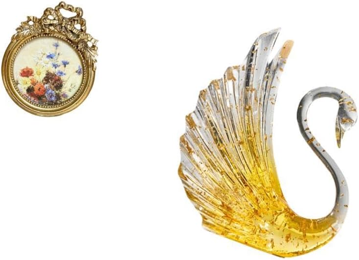 Antique Swan Photo Frame Vintage Goose Picture Frame Round Ornate European Desktop Wall Display Resin Sculpture Wedding Gift Ideas Bird Figure for