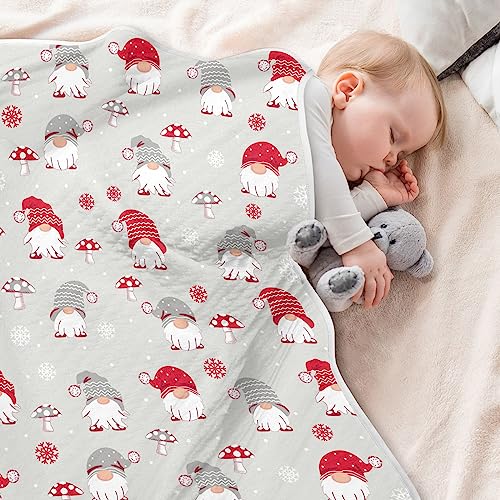 Image of Swaddle Blanket for Gnomes with Mushroom Baby Receiving Blanket Muslin Baby Swaddles Soft Cotton Breathable Nursery Blankets for Unisex Boys and Girls 30x40 Inch