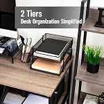 Mind Reader Stackable Paper Tray, Desktop Organizer, File Storage, Office, Metal Mesh, 2 Pcs, Black - Image 2