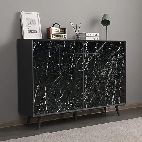Image of TEKCOOL Wall Stickers DIY Wallpaper Vinyl Marble Wallpapers Peel and Stick Waterproof Wallpaper for Home Kitchen Countertop Cabinet Furniture Oil Proof Kitchen Stickers(Black-1 pc)!