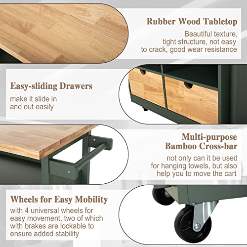 Sophia-William-Kitchen-Island-Cart-on-Wheels-Rolling-Kitchen-Trolley-with-Open-Shelves-Storage-Drawers-Rubber-Wood-Tabletop-and-Towel-Rack Sophia William Kitchen Island Cart on Wheels Rolling Kitchen Trolley with Open Shelves Storage Drawers Rubber Wood Tabletop and Towel Rack