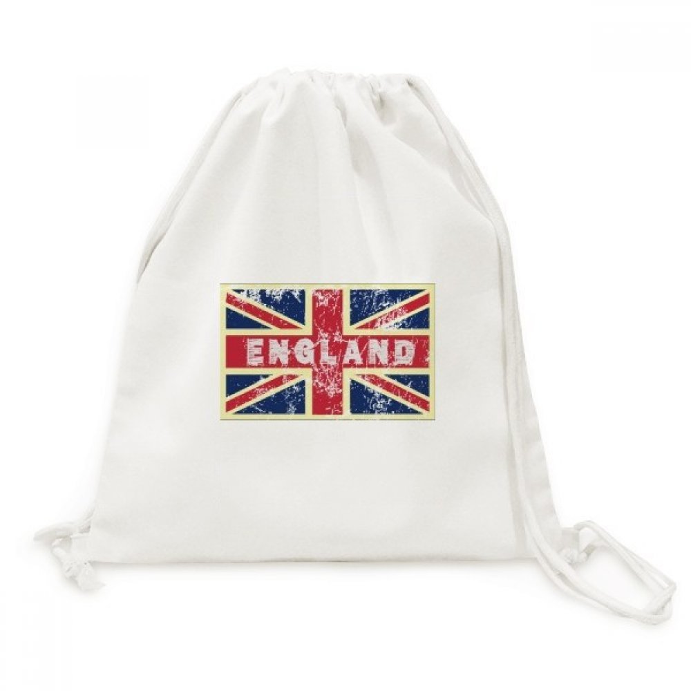 guchchiUK the Union Jack Flag Mark Illustration Backpack Canvas Drawstring Reusable Mesh Shopping Bag