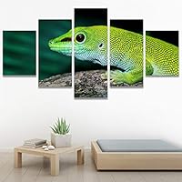 SIGNWIN 5 Panel Canvas Wall Art Alligators Closeup Dramatic Expressionism Hallway Minimalist Multicolor for Home Decorations Ready to Hang - 60