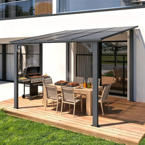 YODOLLA 2,4 x 2,4 m Terrassenüberdachung für Garten, Schwarz