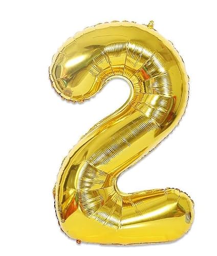 Gold Number 1 Foil Ballon 34 Inch for Birthday; Anniversary (Number 2)