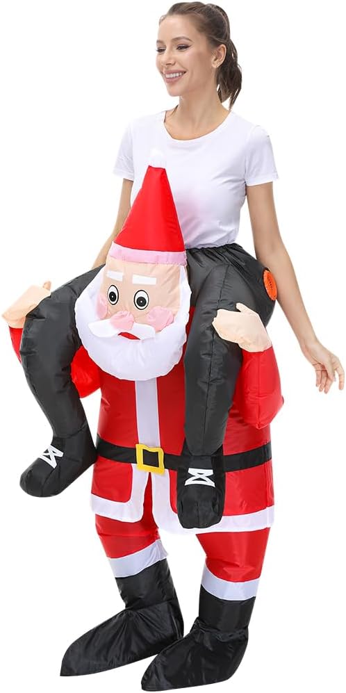 ZISUEX Santa Claus Inflatable Costume - Xmas Blow Up Suit Christmas Jumpsuit