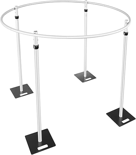 Miniatura 3 de Soporte de fondo redondo portátil de tubería y cortina, 6-10 pies de alto x 10 pies de ancho, kit de telón de fondo redondo ajustable para eventos,
