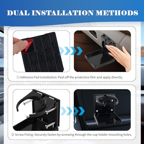 Portavasos plegable para carro 2 piezas ajustable negro miniatura 6