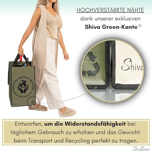 Shiva Green Mulltrennsystem 3fach - Recycling System - Altglas Sammelbehälter - Leergut Sammelbehälter - Altpapier Sammler - aus Plastik und Glas mit Deckel (Meredith.) – Bild 5