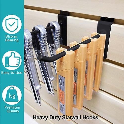 HJW Slatwall Hooks 50 PCS 4 Inch Black Slatwall Accessories Garage Shop Retail Display Heavy Duty Pegboard Gridwall by HJW - Image 6