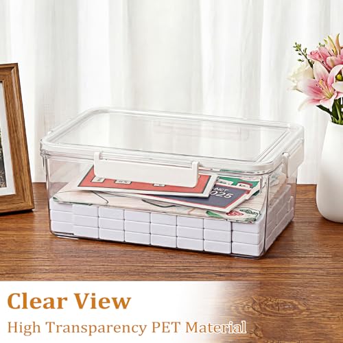 Caja para fichas Mahjong, organizador plástico transparente miniatura 3