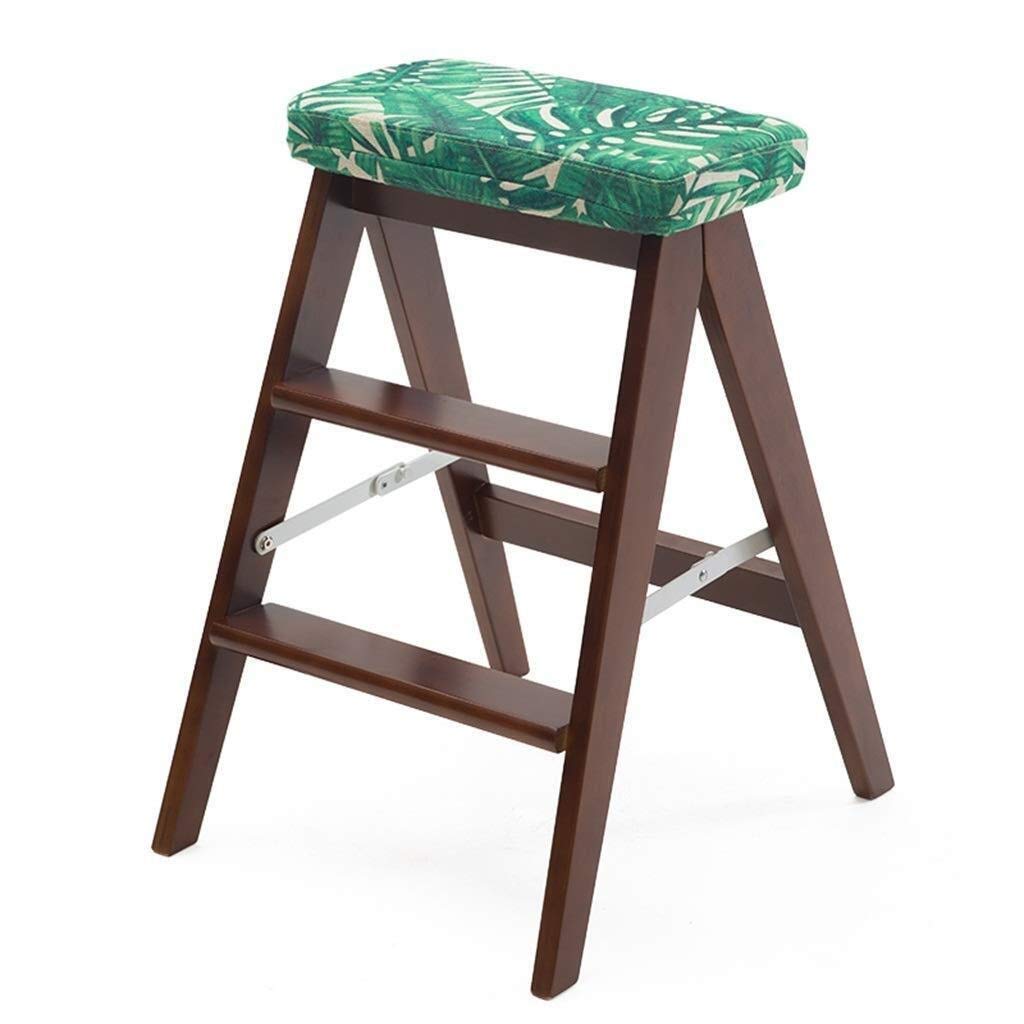 Escalera de tijera plegable de madera con asiento de esponja para el hogar