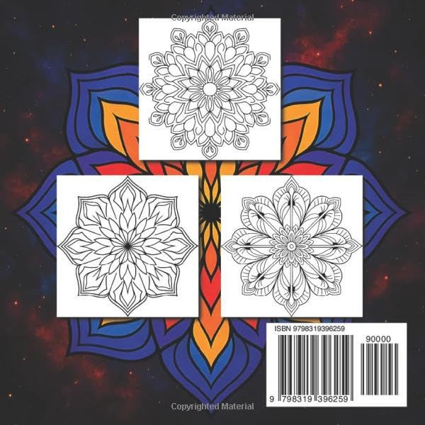 Mini Mandala Coloring Book: Symmetrical 45 Simple Designs For Stress Relief And Calm To Kids Adults And Seniors image 3