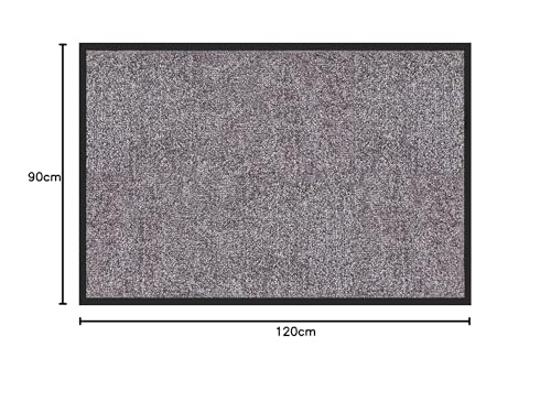 Floordirekt Schmutzfangmatte Rhine - waschbare & leistungsstarke Fußmatte - Sauberlaufmatte mit Rutschfester Rückseite - Türmatte für den Eingangsbereich (Grau (Sparrow), 90 cm x 120 cm)