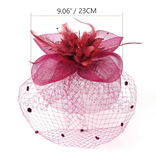 Image of DRESHOW Women Fascinator Hats Tea Party Hat Vintage Pillbox Hat Headband for Cocktail