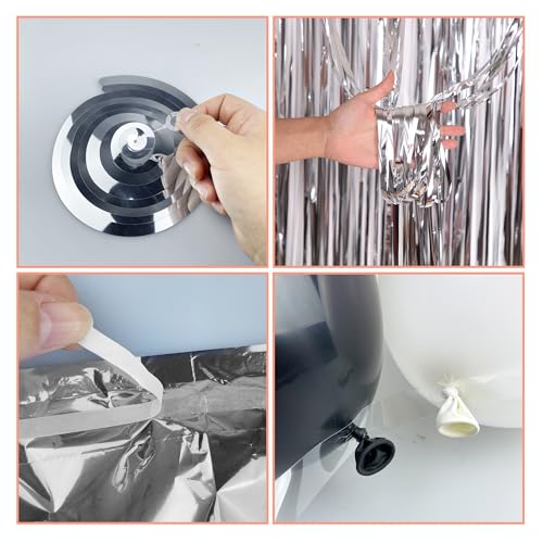 92 PCS Black and Silver Happy Birthday Decorations Balloons Fringe Curtains Vortex for Boys Men Girls Women 16th 18th 20th 21st 25th 30th 40th 50th 60th Birthday Party Decorations (Black Silver) by SPFYunion - Used condition - Image 6