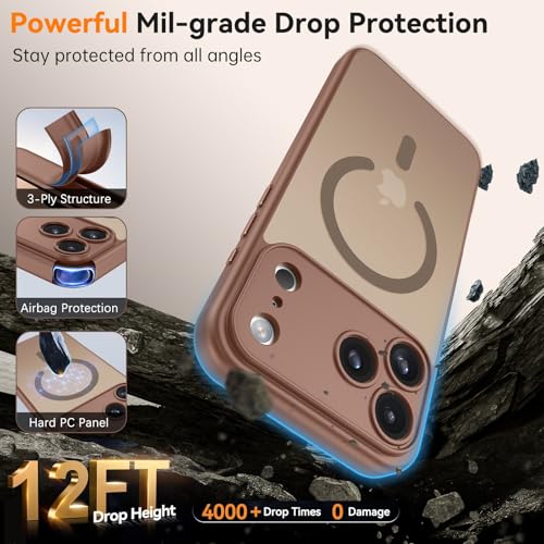 BENTOBEN for iPhone 17/18 Pro Max Case,[Upgraded Full Camera Protection] [Compatible with Magsafe] [Translucent Matte] Drop Protection Shockproof Protective Phone Cover 6.9 Inch - Desert Titanium - image 2